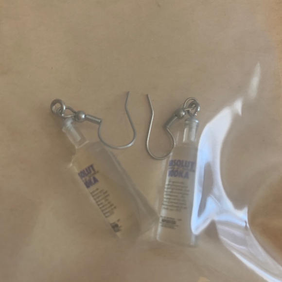 Absolutely Vodka inspired pvc earrings with wires cute gift idea parties bday - Picture 1 of 1